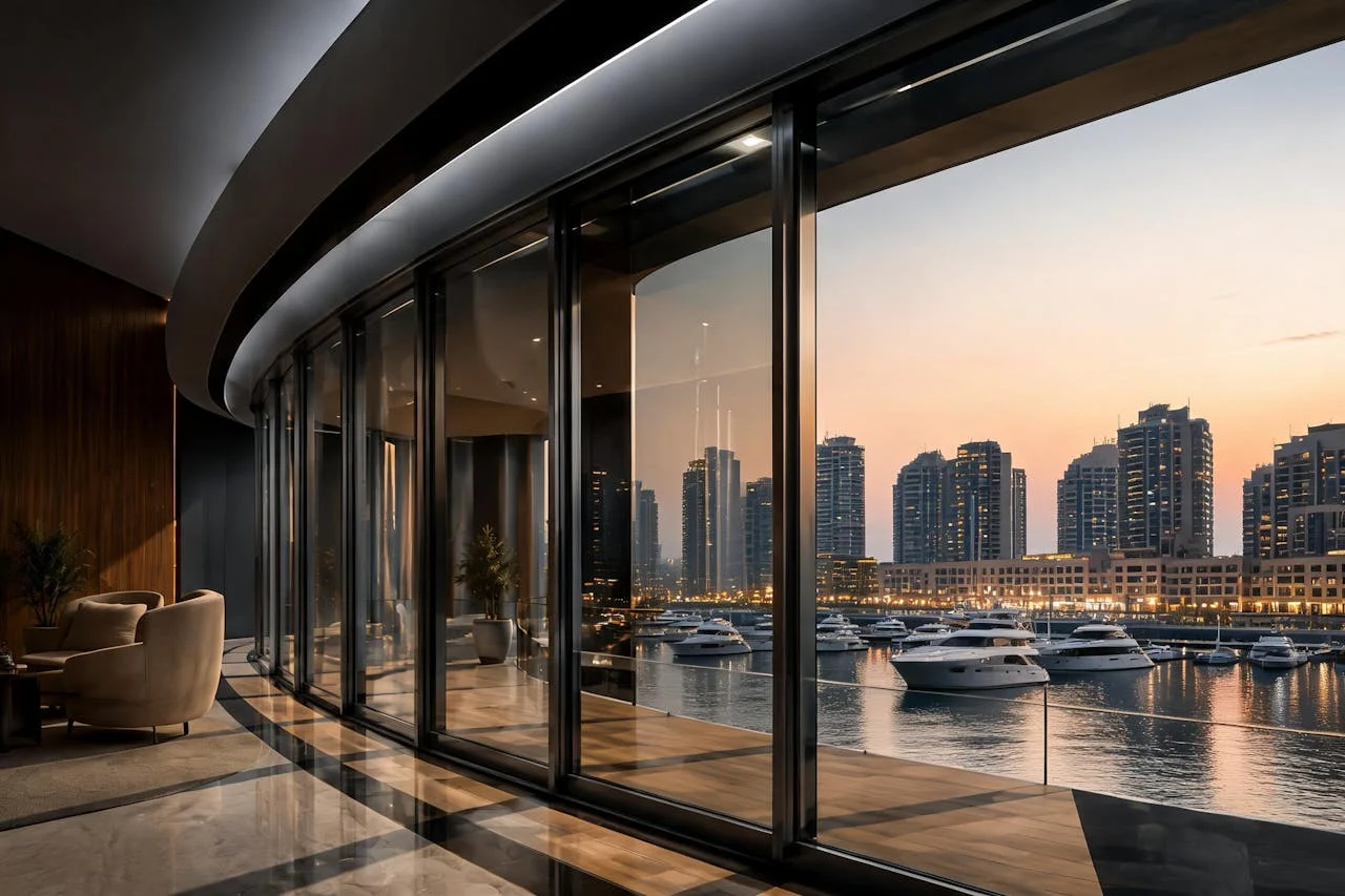 Apartment in Dubai Marina with sun control film on the window wall