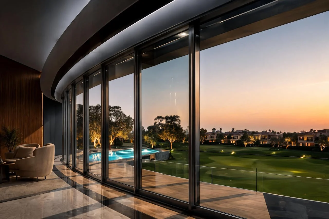 Villa in Emirates Hills with sun control film on the garden elevation